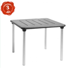90 x 90 cm.  Bord plade med Silver ALU-ben ”Maestrale”