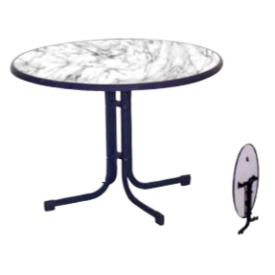 Bord 85 cm. Ø Marmor-Look plade med Antrasit slagfast PL. kant ”Mecalit”