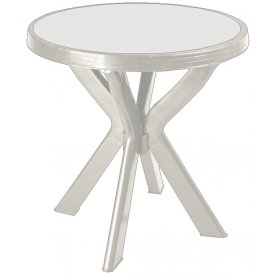 70 cm. Ø Hvidt Plast bord, 4 kraftige C-ben. ”Don”