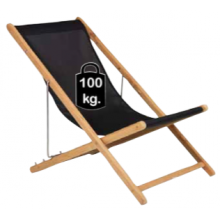 Liggestol Teak sort texline TEAK-TRÆ
