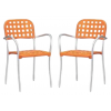 2 Stole Orange "Aurora" 2 stk + 1 Bord 70 Ø Werzalit, Nardi