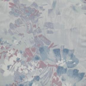 Dess. 118 Blå, Hvid og Bordeaux Blomster på Grå bagrund, BOMULD