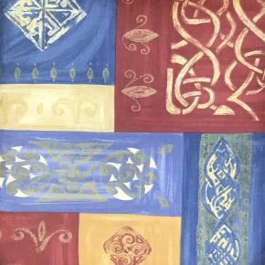 Dess. 249 Store abstrakte farvet i felter, BOMULD+POLYESTER