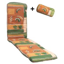 45 x 115 / 78 cm Deckstol + Narkepude- Havehynde = Fantasi i varm Brun og Grøn, BOMULD (Dess. 26+26)