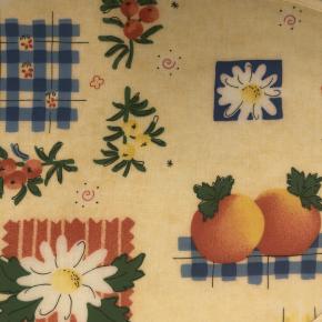 Dess. 325 Blomster & Frugter på lys bag grund, BOMULD