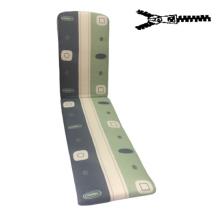45 x 115 / 78 cm Deckstol - Havehynde = Lysgrøn + Blågrå på beige bund, BOMULD+POLYESTER (Dess. 350)