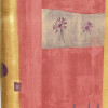 140 cm bred Voksdug & Acrylbelagt Stof = Rustrød og gylden abstrakte striber (Dess. 352) Pr. metter