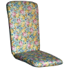 50 x 48 / 75 cm Højryg pos. stol hynde - Havehynde = Pastel farvede Blomster og blade, BOMULD+POLYESTER (Dess. 379)