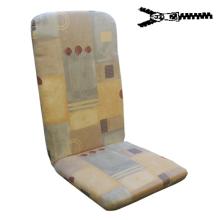 50 x 48 / 75 cm Højryg pos. stol hynde - Havehynde = Lysegrå og beige firkantede, BOMULD+POLYESTER (Dess. 383)