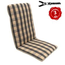 44 x 38 / 60 cm Teak = Java - Havehynde = Grå og Beige ternet med rød og gul streg, DRALON (Dess. 520)