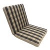 53 x 48 / 50 cm Lav rygget B.K.S. - Havehynde = Grå og Beige ternet med rød og gul streg, DRALON (Dess. 520)