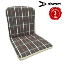 50 x 48 / 52 cm Lav rygget hynde - Havehynde = Antrasit ternet med beige og brun streg, DRALON (Dess. 521)