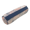 38 cm x 12 cm Ø Nakkepølle - Havehynde = Blå blomster med blade, JACQUARD-VÆVET DRALON (Dess. 538)