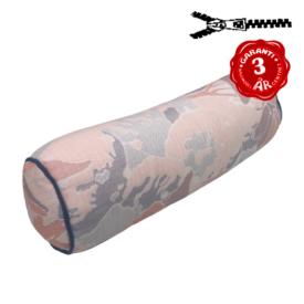 38 cm x 12 cm Ø Nakkepølle - Havehynde = Blå blomster med blade, JACQUARD-VÆVET DRALON (Dess. 538)