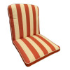 53 x 44 / 48 cm Teak stol - Havehynde = Tegl-Rød og Ecru 5,8 cm brede striber - DRALON (Dess. 539) 3 Stk