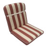 53 x 44 / 48 cm Teak stol - Havehynde = Tegl-Rød og Ecru 5,8 cm brede striber - DRALON (Dess. 539) 3 Stk