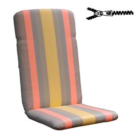 50 x 48 / 75 cm Højryg pos. stol hynde - Havehynde = Gul - Orange og Grå i Strib, DRALON (Dess. 553) REST 1 STK