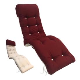 50 x 40 + 48 / 80 cm Relax Hvilestol med Lomme - Havehynde = Bordeaux Ensfarvet, BOMULD (Dess. 5885)