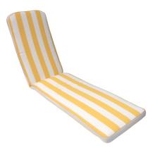45 x 115 / 78 cm Deckstol - Havehynde = Gul og Hvid 5 cm blokstriber med Hvid højder, DRALON (Dess. 597)