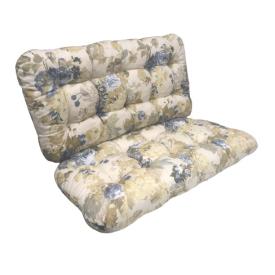 102 x 52 + 102 / 47 Sofa 2 Pers Hunolulu - Havehynde = Blå & Beige blomster på Hvidlig bund, BOMULD+POLYESTER (Dess. 626)
