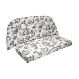 110 x 57 + 135 x 48 cm Sabrina Sæde 2 pers. Sofa - Havehynde = Hvidlig bund med Grå blomsterranker, BOMULD+POLYESTER (Dess. 627)