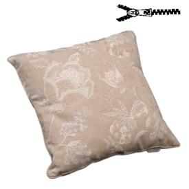Pude 45x45 cm = Beige / Beige Blomster og blad motiver, Jacquard-vævet BOMULD+POLYESTER (Dess. 652)