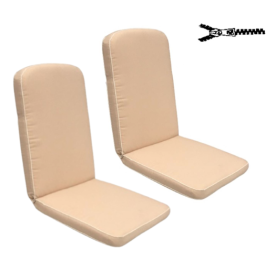 38 x 44 / 52 cm Teak + Resin Smal - Havehynde = Beige Ensfarvet, DRALON (Dess. 714) 2 Stk