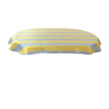 110 x 180 cm Oval borddug = Gul og Grå 9 cm striber, DRALON (Dess. 729)