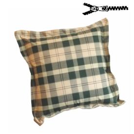 Pude 40x40cm = Grøn og Beige Ternet, DRALON (Dess. 746)