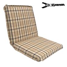 60 x 50 / 55 cm Eks. Bred Lav træstol - Havehynde = Beige og Grå Ternet, DRALON (Dess. 748)