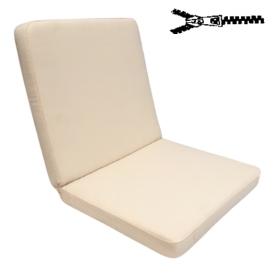 60 x 50 / 55 cm Eks. Bred Lav træstol - Havehynde = Beige Ensfarvet struktur, DRALON (Dess. 813)
