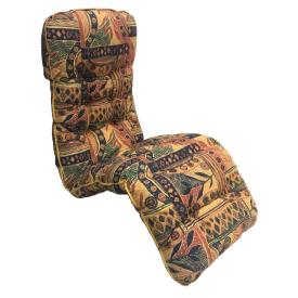 50 x 40 + 48 / 80 cm Relax Hvilestol med Lomme - Havehynde = Abstrakte felter Orange - Grønne - Blå, BOMULD (Dess. 834)