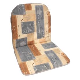 45 x 40 / 45 cm Mellem ryg - Havehynde = Blågrå - Brun-Beige, felter på lys bund, BOMULD (Dess. 835)