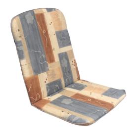 48 X 38 / 52 cm TEAK = SKIPPER - Havehynde = Blågrå - Brun-Beige, felter på lys bund, BOMULD (Dess. 835)