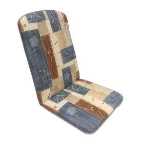 44 x 38 / 60 cm Teak = Java - Havehynde = Blågrå - Brun-Beige, felter på lys bund, BOMULD (Dess. 835)