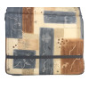 45 x 115 / 78 cm Deckstol - Havehynde = Blågrå - Brun-Beige, felter på lys bund, BOMULD (Dess. 835)