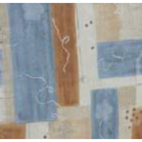 Dess. 835 Blågrå - Brun-Beige, felter på lys bund, BOMULD