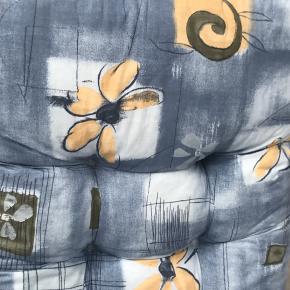 Dess. 836 Blå Blomster & firkanter, BOMULD