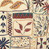 44 x 38 / 60 cm Teak = Java - Havehynde = Abstrakt motiver på beige bund, BOMULD  (Dess. 837)
