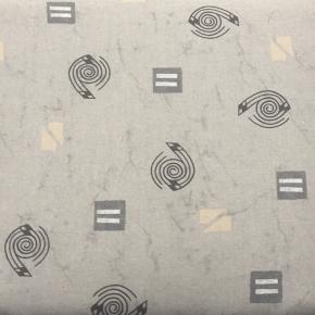 Dess. 838 Lys Grå med mørkere grå motiver, BOMULD