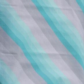 Dess. 913 Turkis / Grå - Skrå-stribet, BOMULD