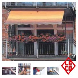 Altan-markise fra LECO, 2,50 x 1,50 m. Stribet Orange/Brun polyester