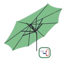 3 m Como - ALU-stel med tilt - Dild Grøn, med håndsving, Polyester, Parasol