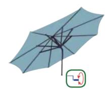 3 m Como - ALU-stel med tilt - Due Blå, med håndsving, Polyester, Parasol