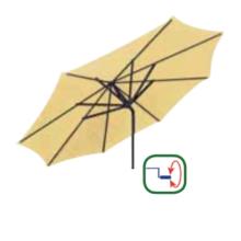3 m Como - ALU-stel med tilt - Beige, med håndsving, Polyester, Parasol