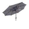 3 m Ø, Rund, "Hygge" - Solcelle ALU-stel med tilt - med håndsving = Grå, POLYESTER, Parasol