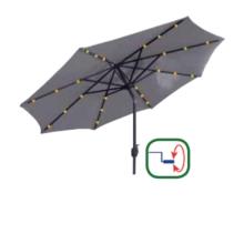 3 m Ø, Rund, "Hygge" - Solcelle ALU-stel med tilt - med håndsving = Grå, POLYESTER, Parasol