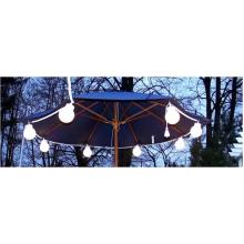 Parasol-lampe belysning 230v. kæde. med 8-stk hvide kubler