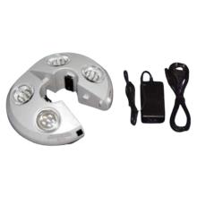 Parasol- lys med 4 LED pære. i Silver, til stænger fra 27 mm til 51 mm tykkelse. Lampen er 20 cm. Ø