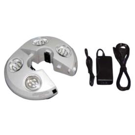 Parasol- lys med 4 LED pære. i Silver, til stænger fra 27 mm til 51 mm tykkelse. Lampen er 20 cm. Ø